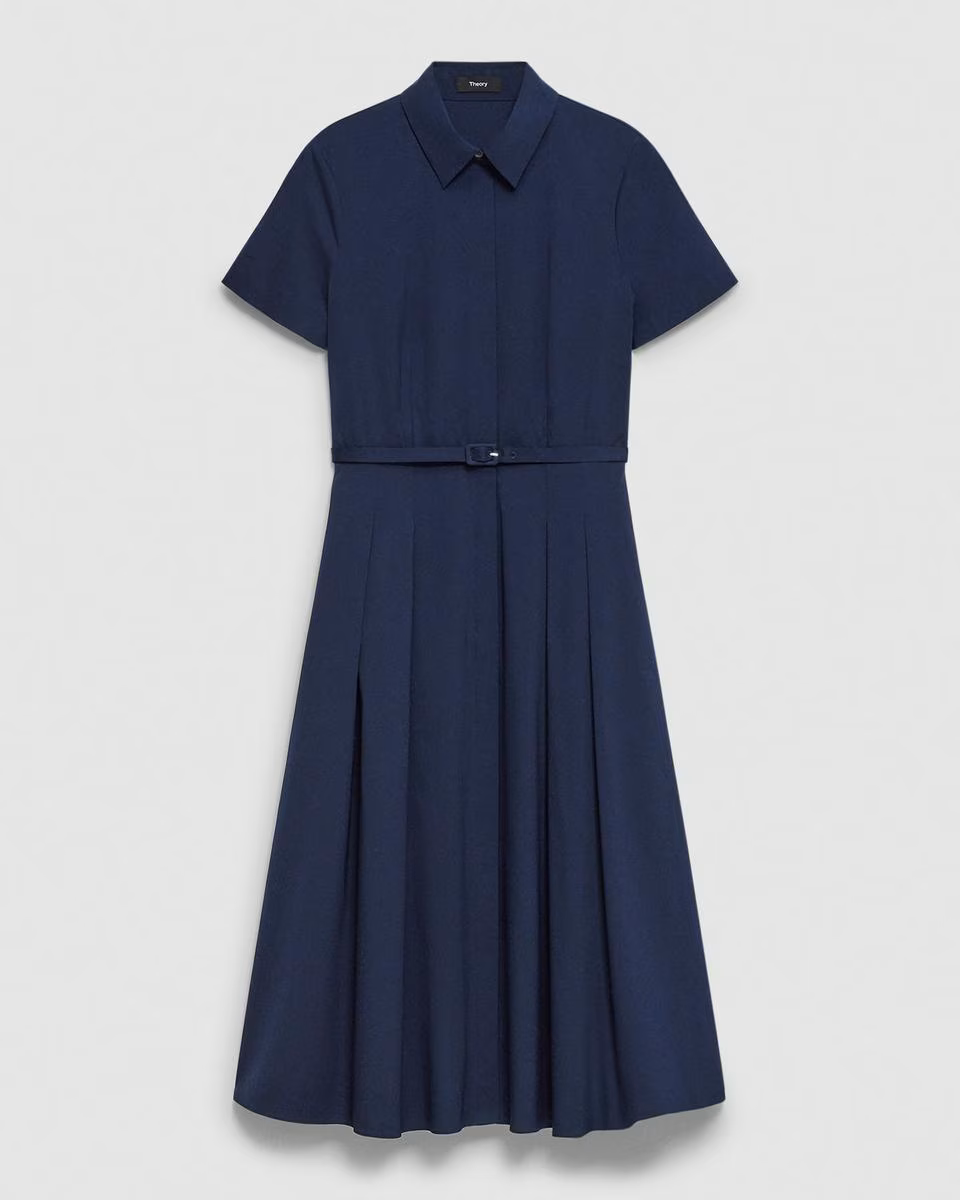 Short-Sleeve Shirt Dress in Good Cotton