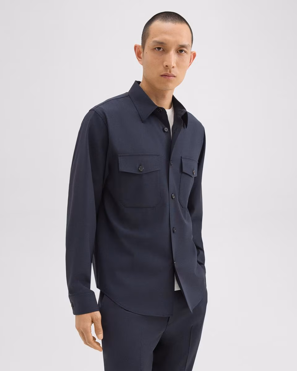 Garvin Shirt Jacket in Stretch Wool