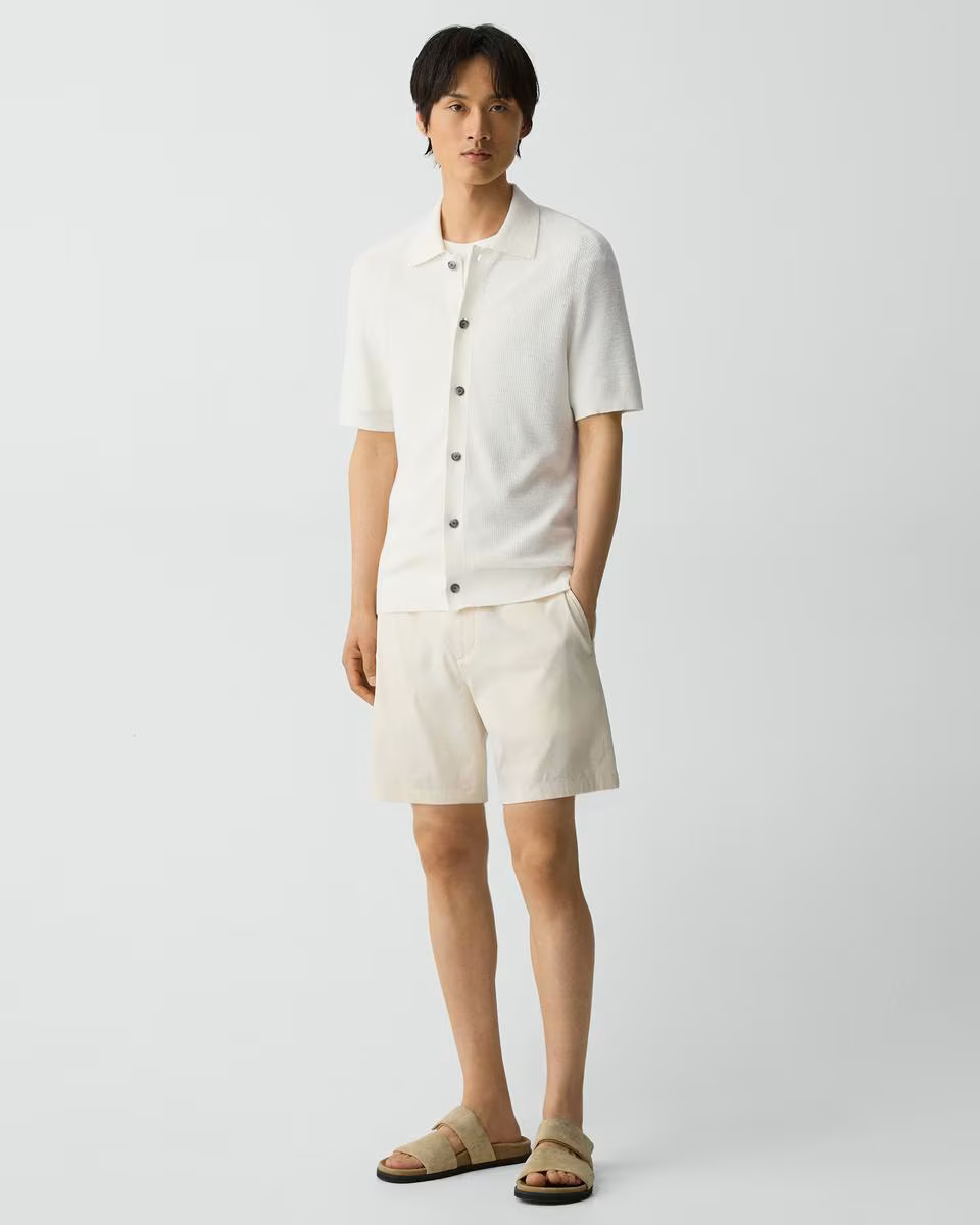 Short-Sleeve Button-Up Shirt in Pacific Linen