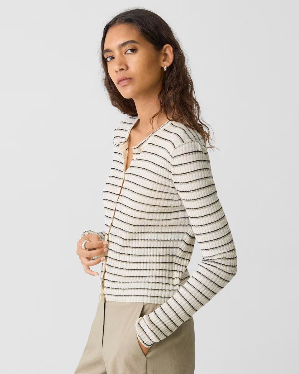 Cropped Cardigan in Linen-Blend