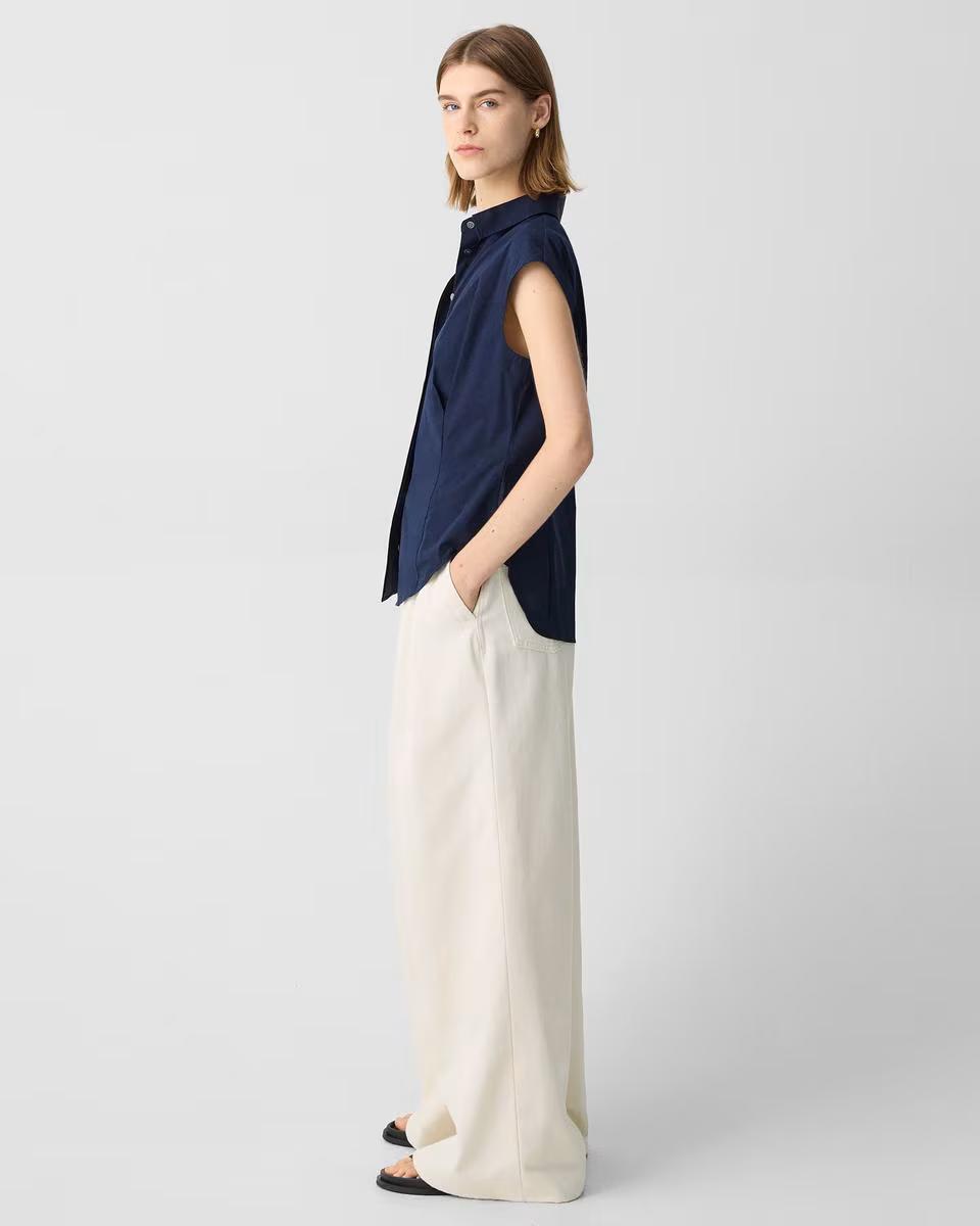 Double Pleat Pant in Denim