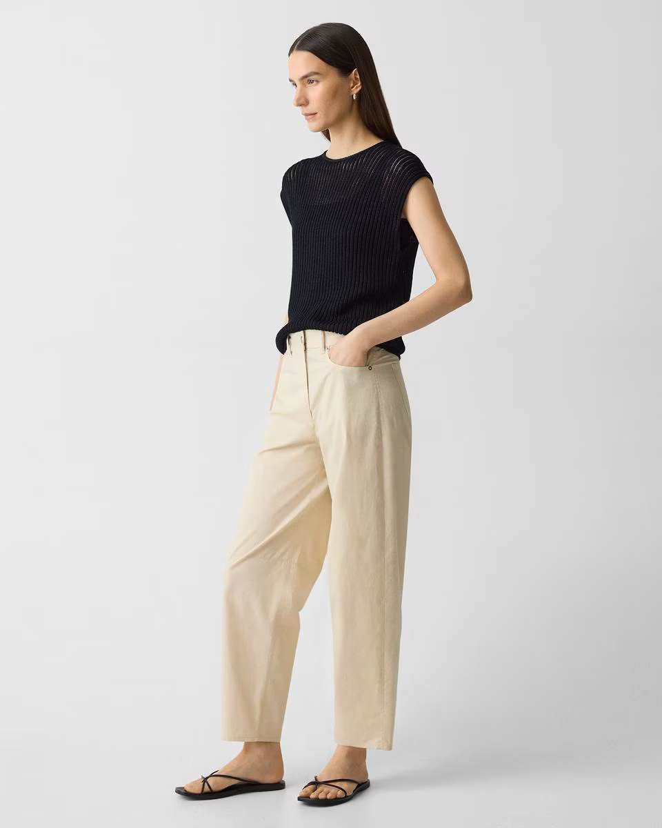 Cropped Barrel Pant in Cotton Twill