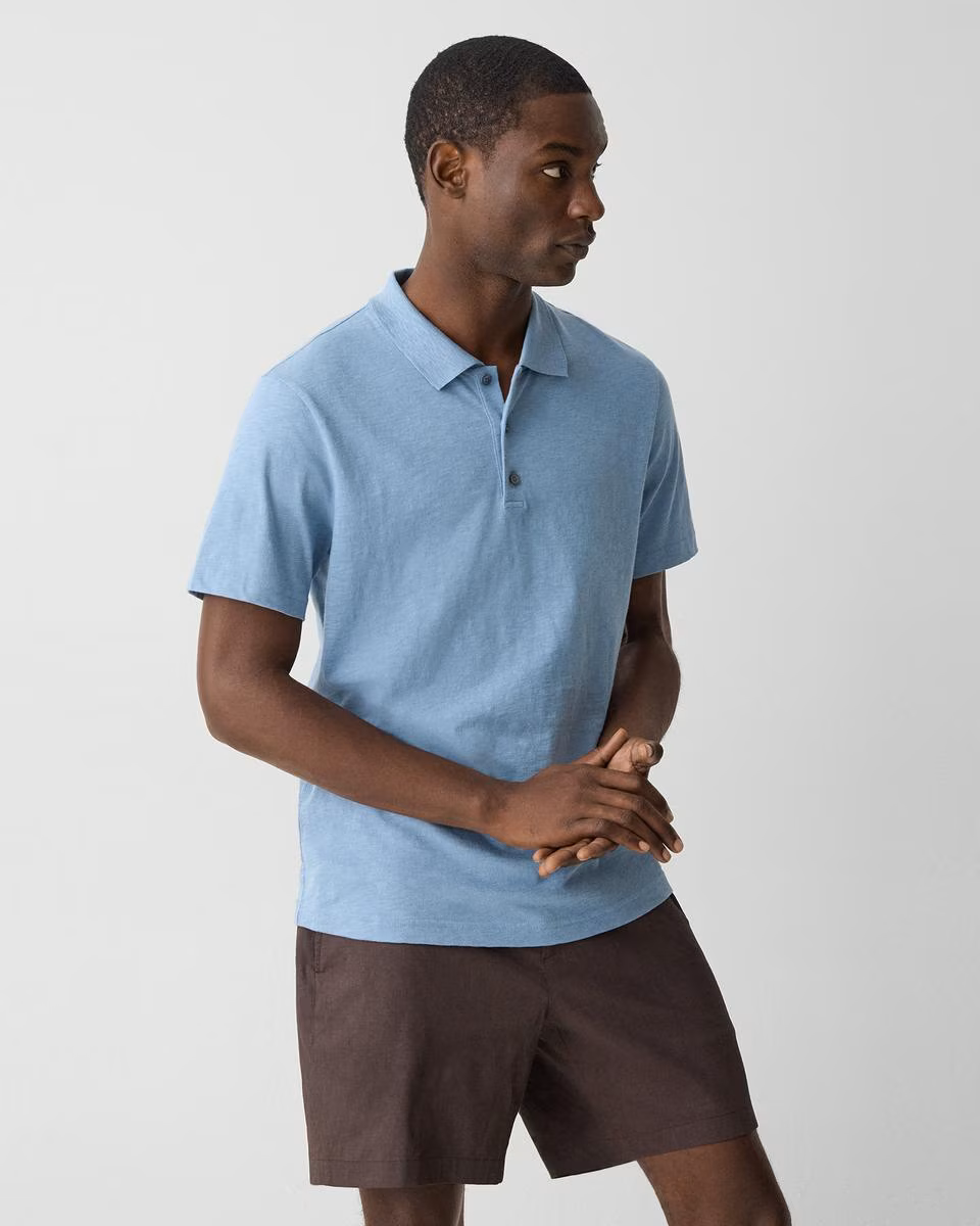 Bron Polo Shirt in Cosmos Slub Cotton