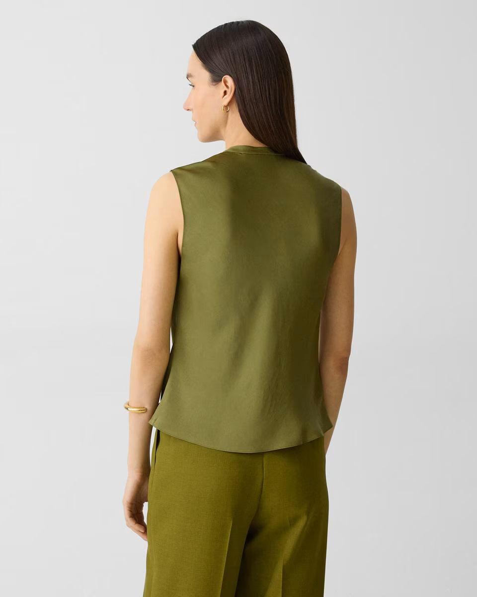 Twist Neck Blouse in Crushed Satin