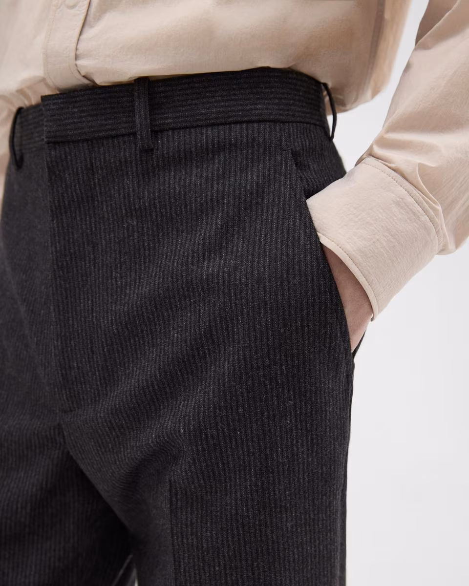 Tapered Pinstripe Flannel Pant