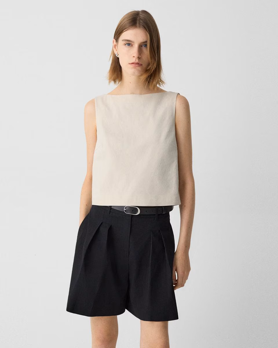 Sleeveless Boatneck Top in Good Linen