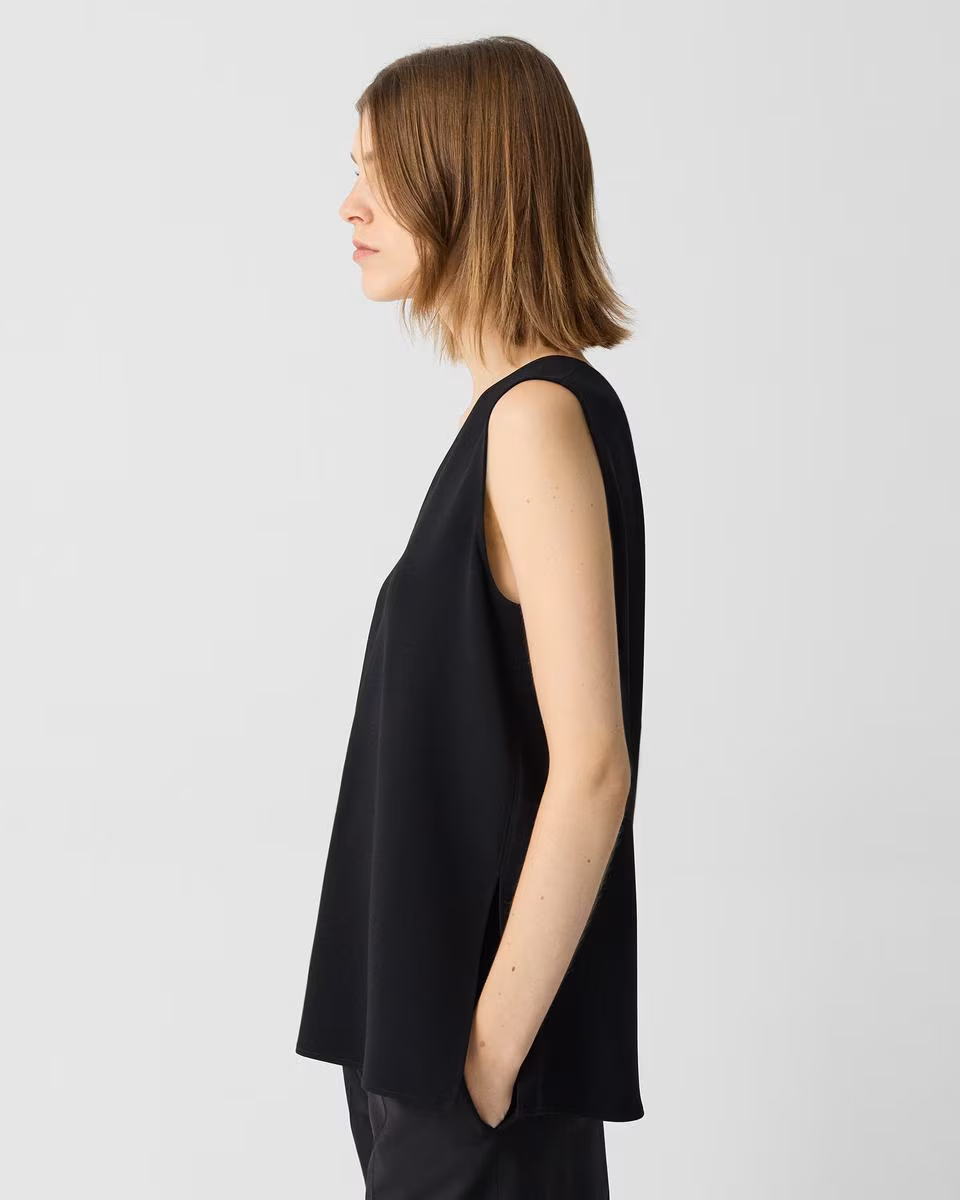 V-Neck Blouse in Admiral Crepe