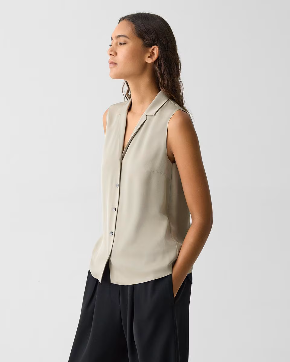Camp Collar Blouse in Silk Georgette