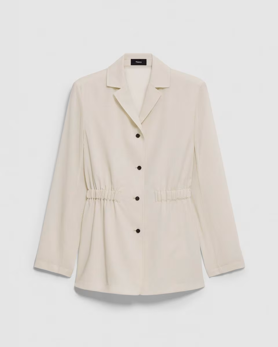 Cinch Waist Jacket in Airy Shirting