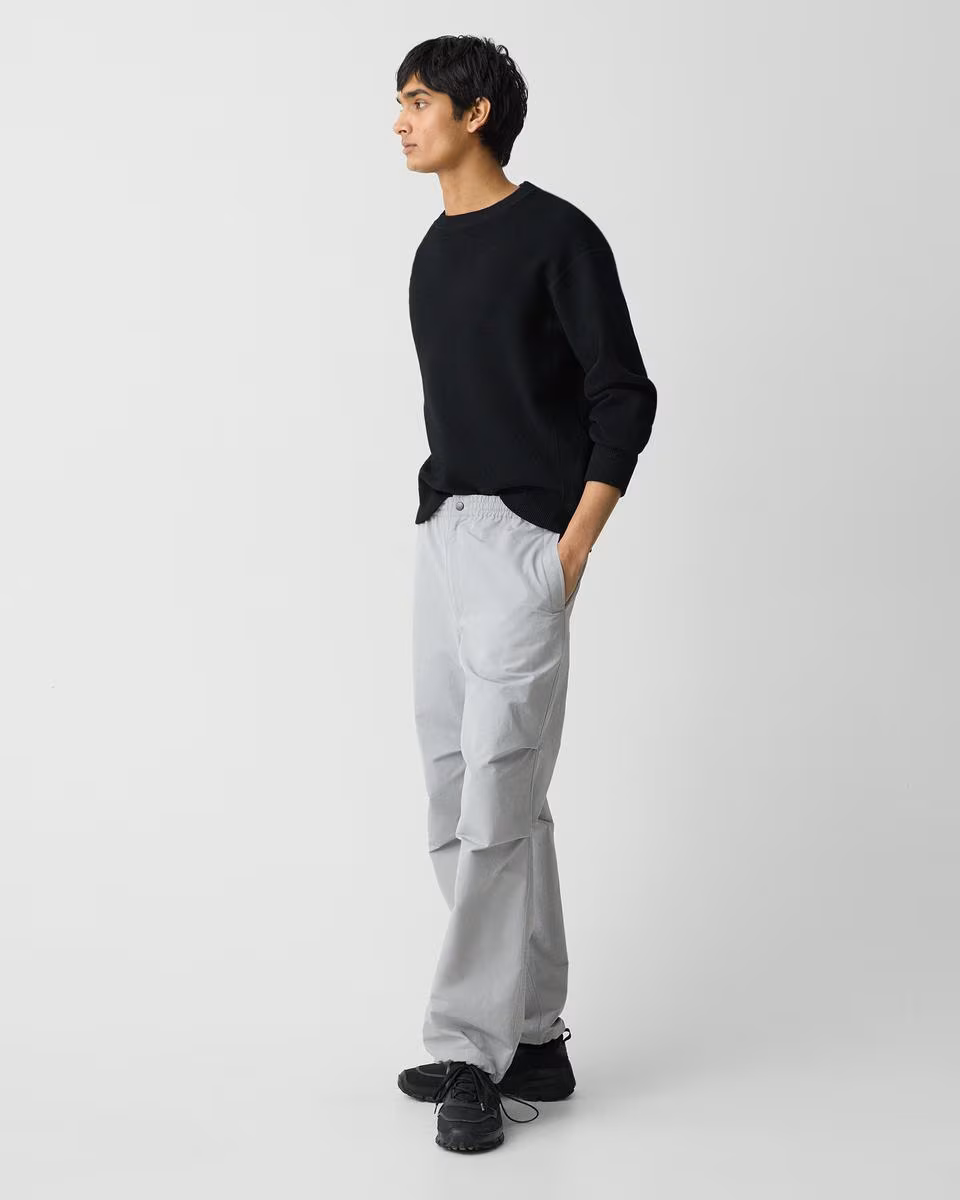 Wide-Leg Drawstring Pant in Cotton-Blend
