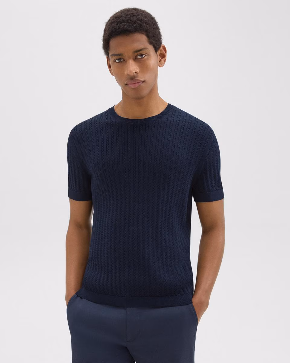 Cable Knit Tee in Cotton