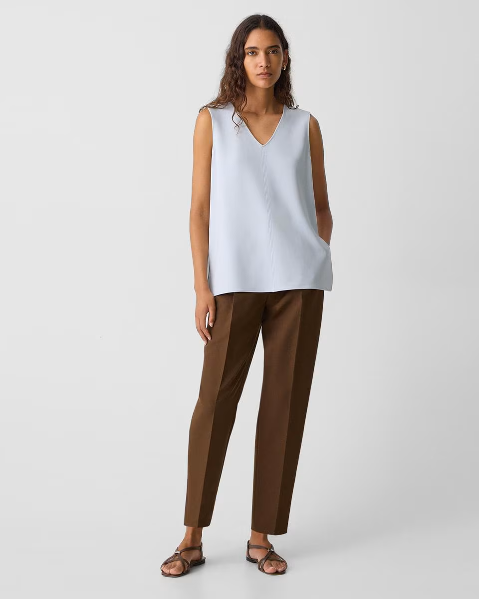V-Neck Blouse in Admiral Crepe