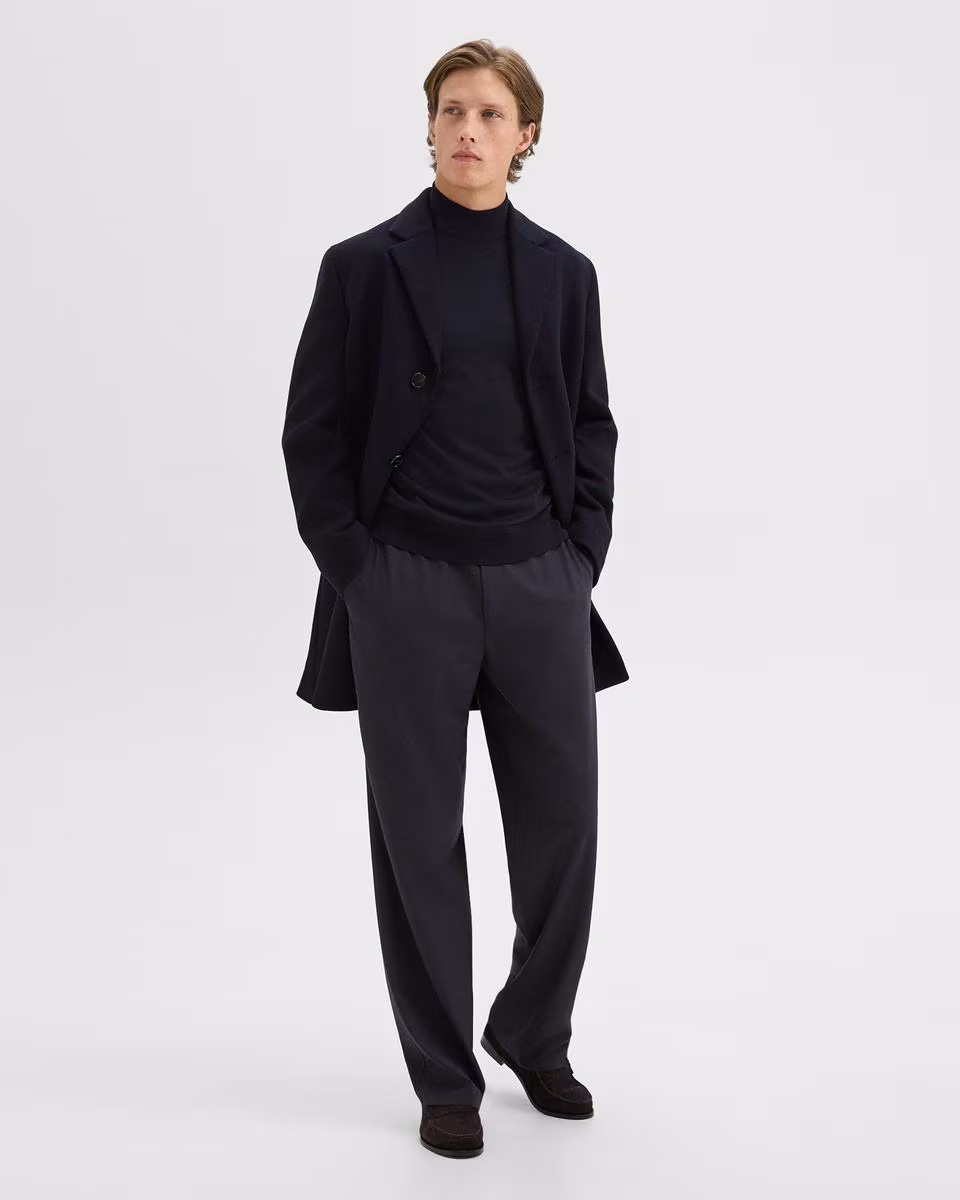 3-Button Topcoat in Recycled Wool-Blend Melton