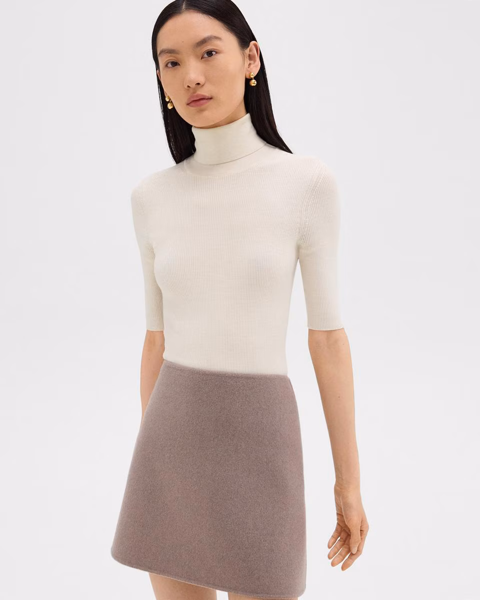 Leenda Short-Sleeve Turtleneck in Regal Wool