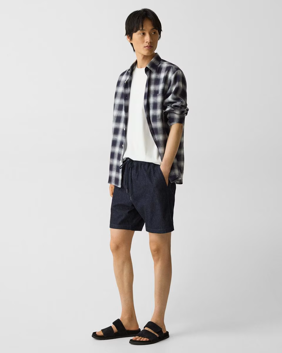 Drawstring Pull-On Short in Summer Denim