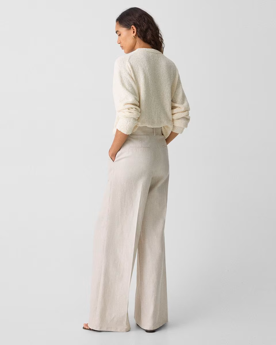 High-Waist Wide-Leg Pant in Striped Canvas