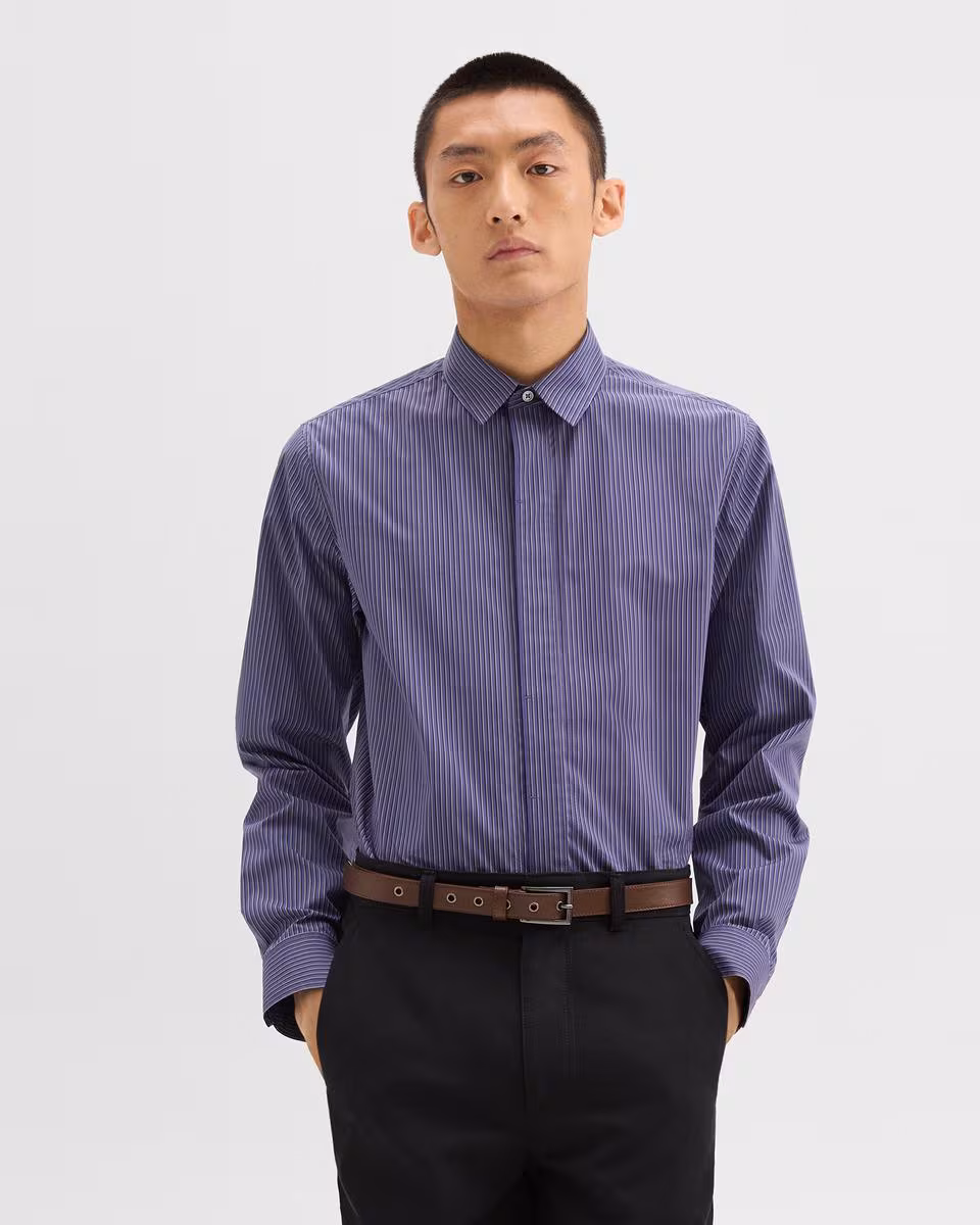 Straight Shirt in Striped Cotton-Blend