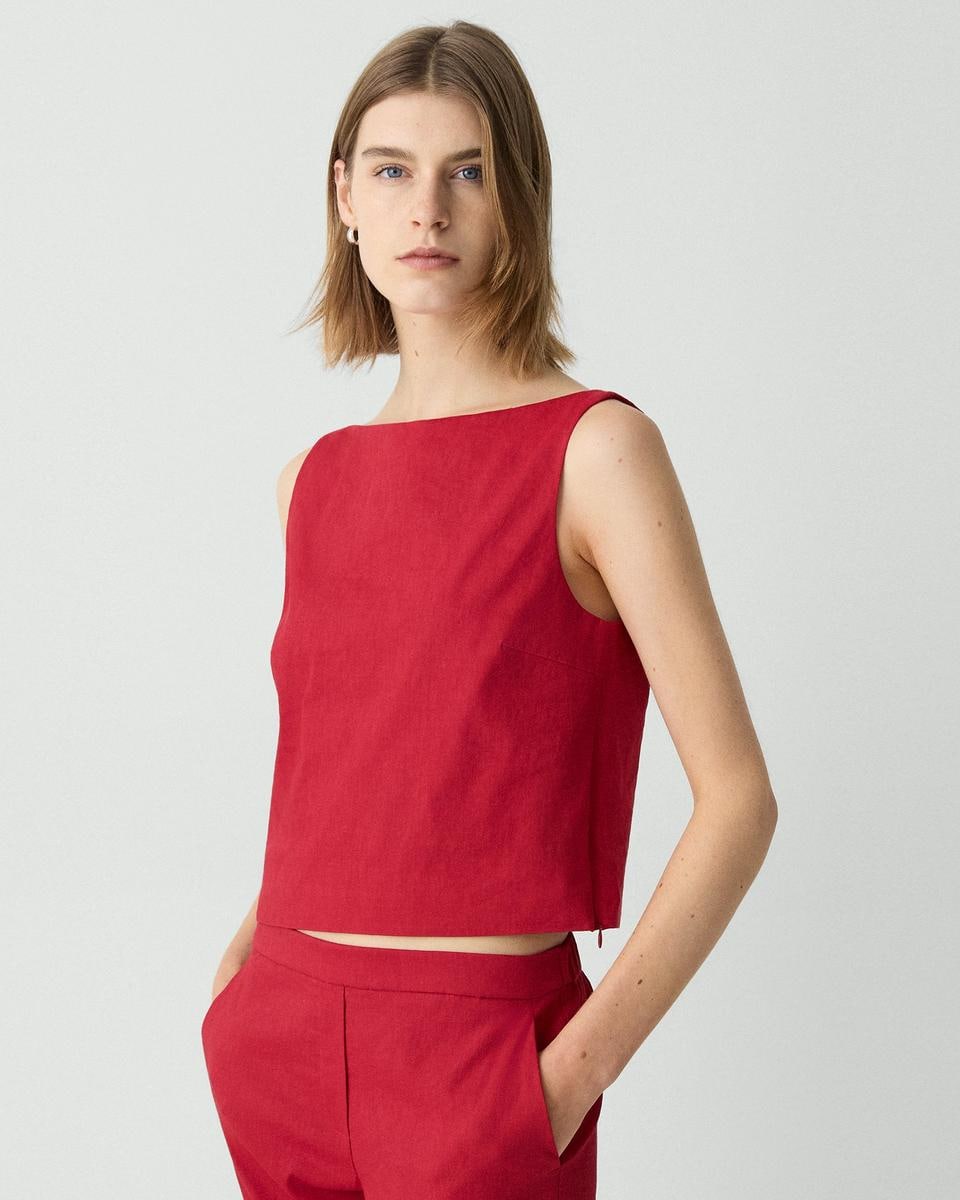 Sleeveless Boatneck Top in Good Linen