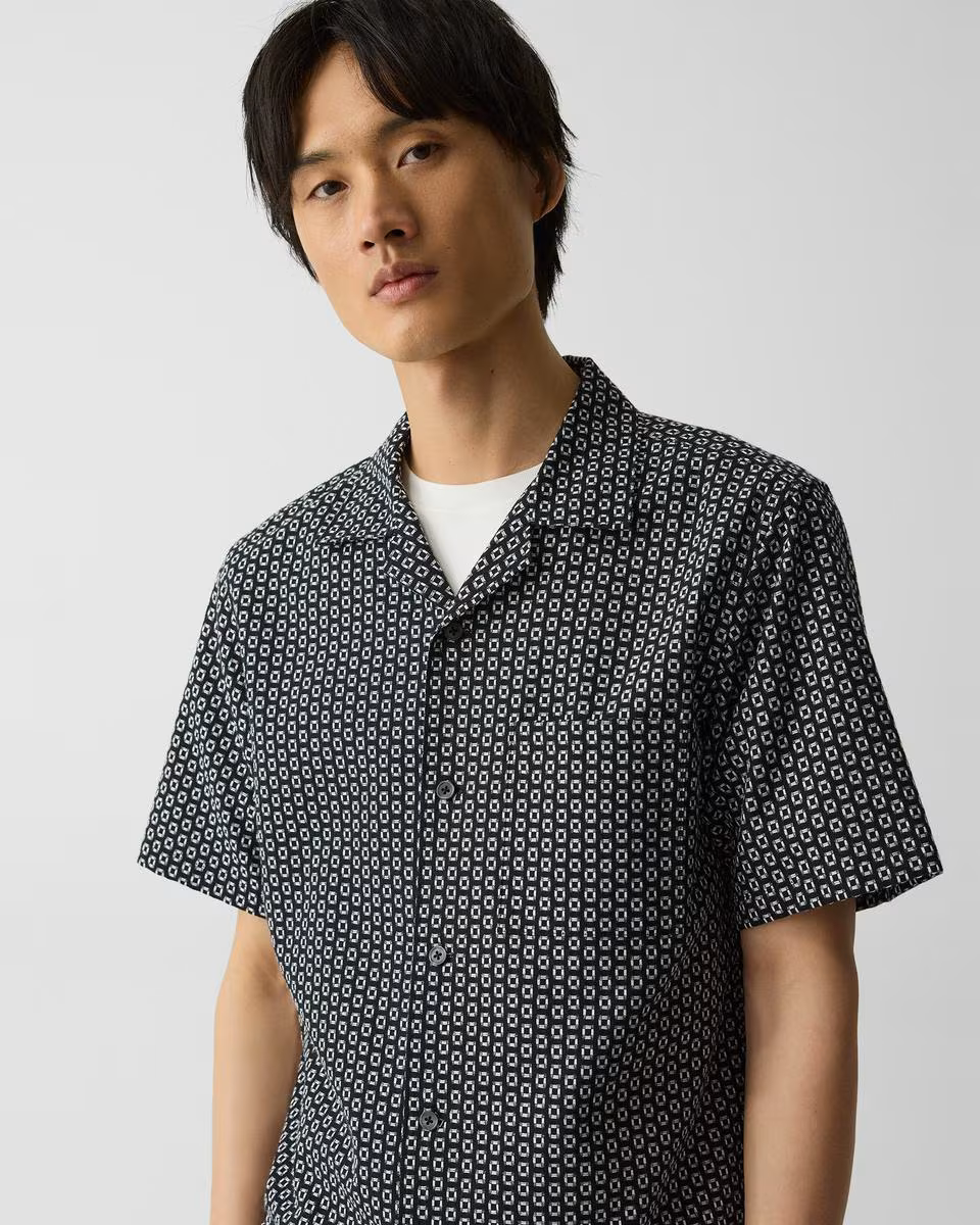 Noll Camp Shirt in Geometric Cotton