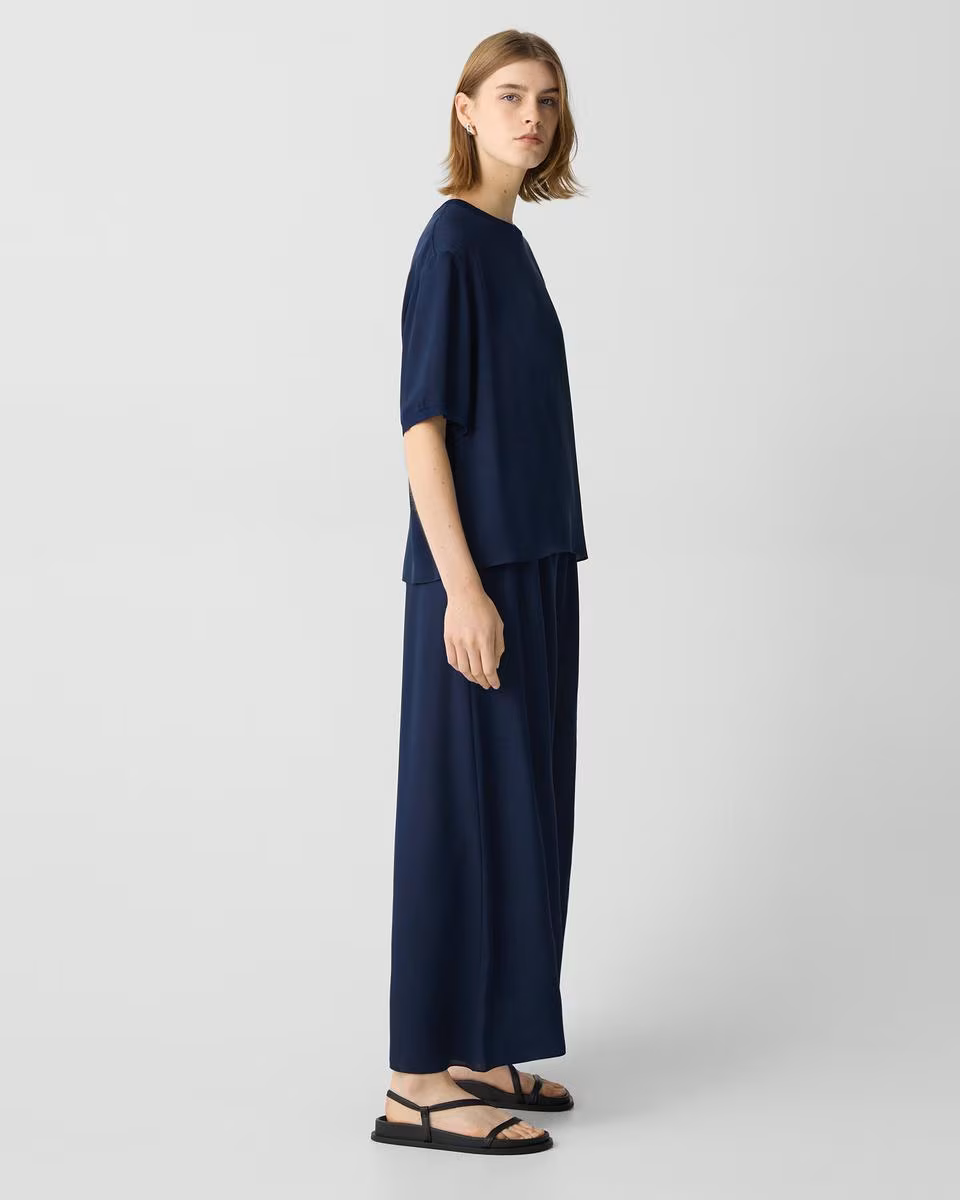 Wide-Leg Pant in Silk Georgette