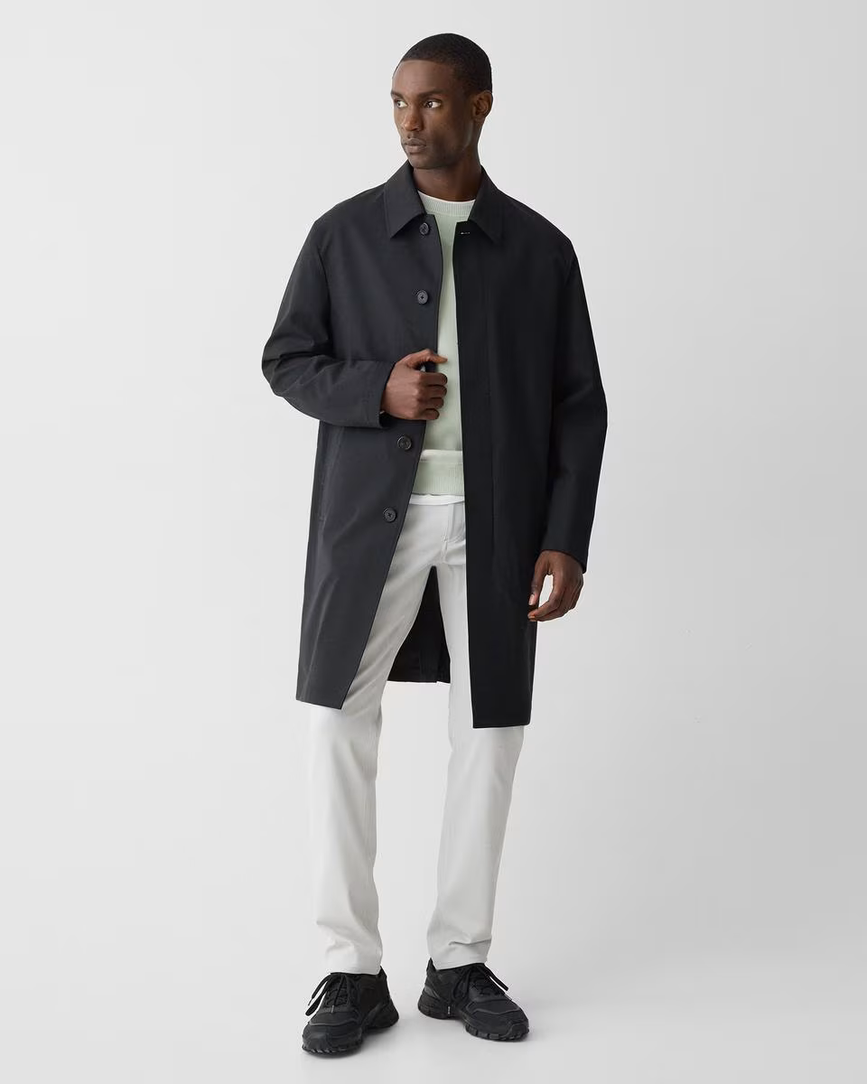 Single-Breasted Overcoat in Stretch Wool