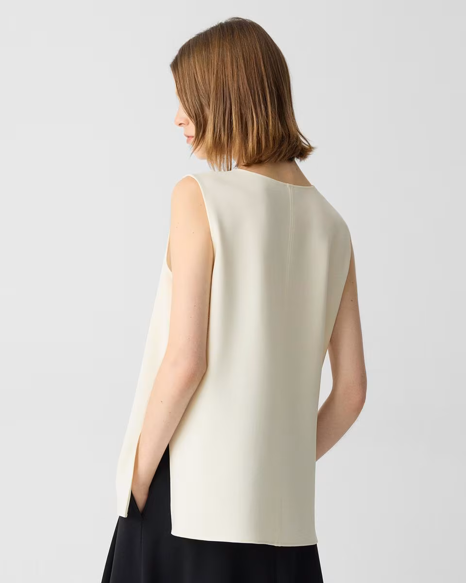 V-Neck Blouse in Admiral Crepe