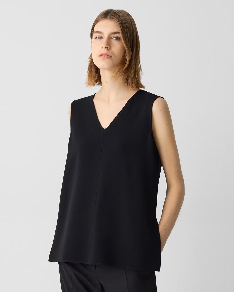 V-Neck Blouse in Admiral Crepe