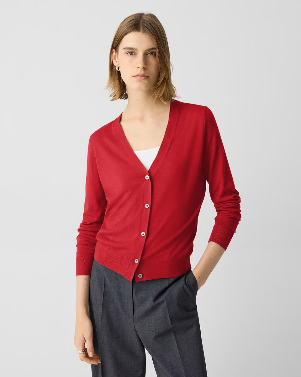 V-Neck Cardigan in Regal Wool