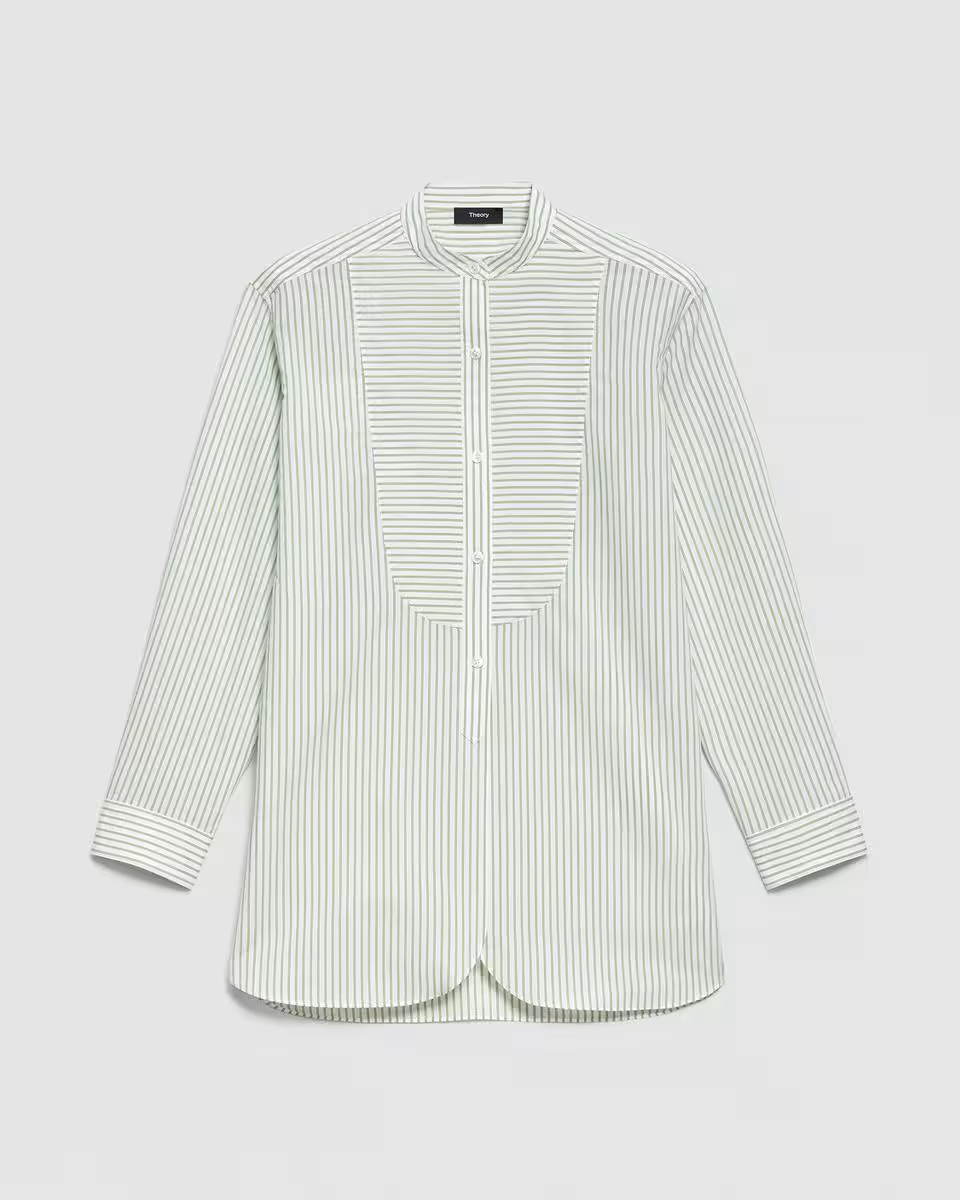Tuxedo Shirt in Striped Cotton-Blend