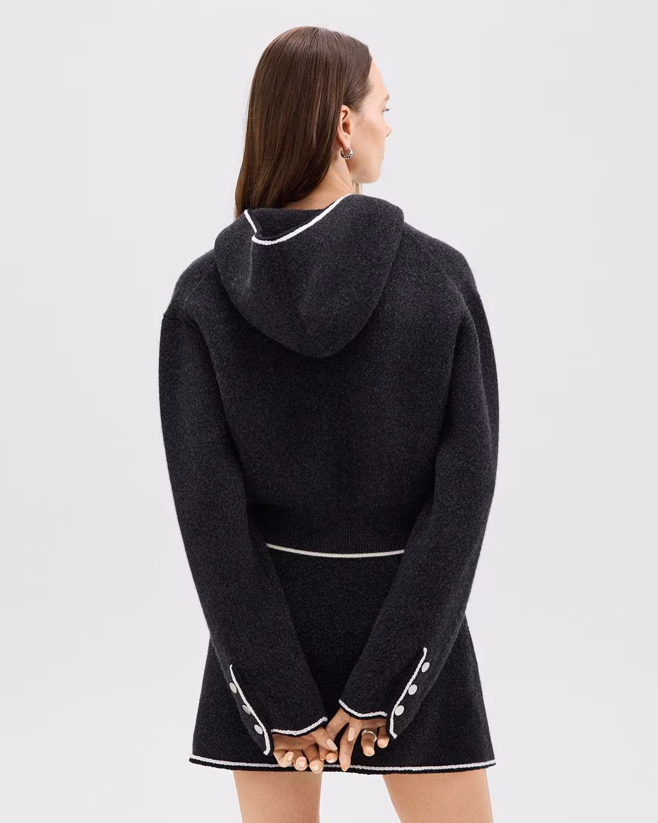 Hooded Cardigan Jacket in Felted Wool-Cashmere
