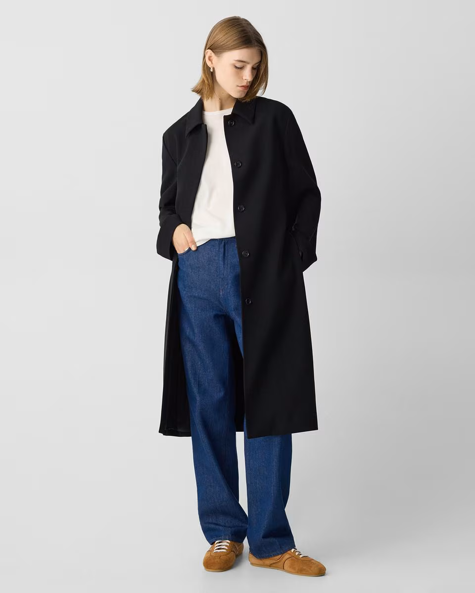 Slim Car Coat in Admiral Crepe