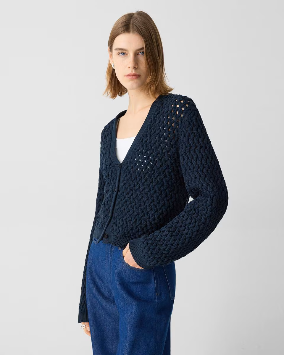 Cable-Knit Cardigan in Rounded Cotton