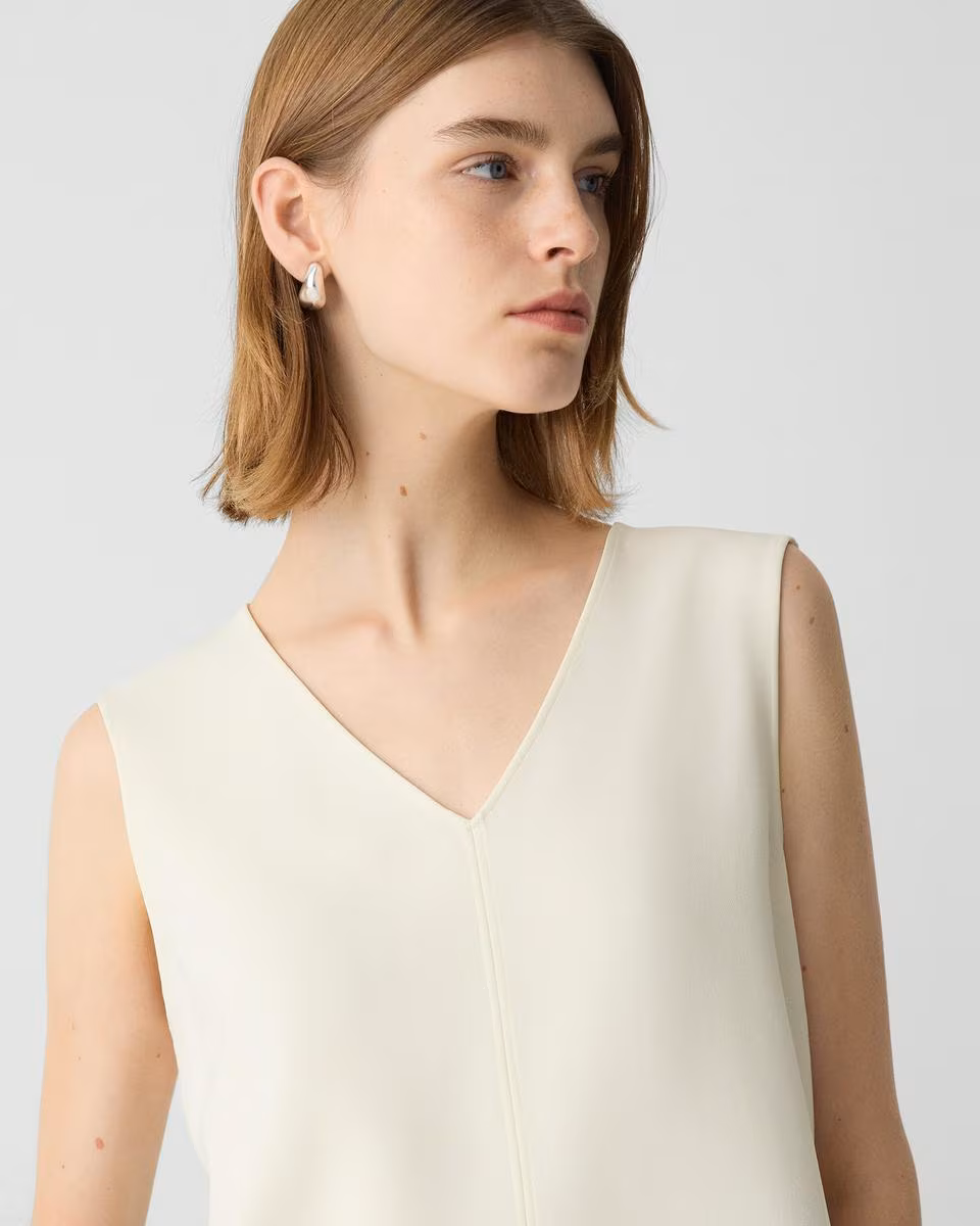 V-Neck Blouse in Admiral Crepe