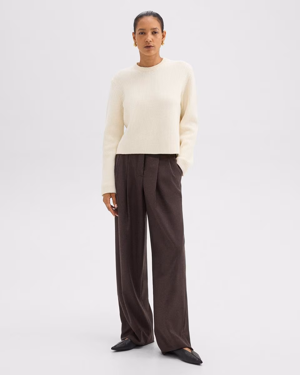 Double Pleat Pant in Sleek Flannel