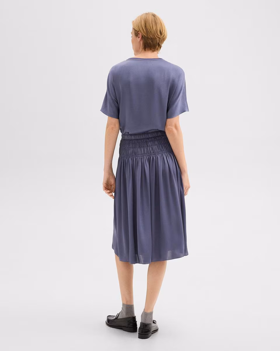 Gathered Midi Skirt in Recycled Satin