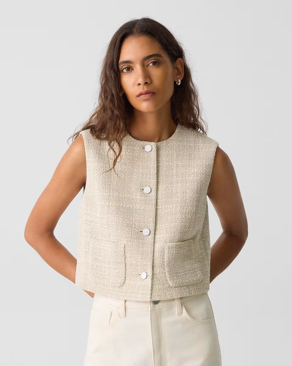 Patch Pocket Vest in Texture Tweed
