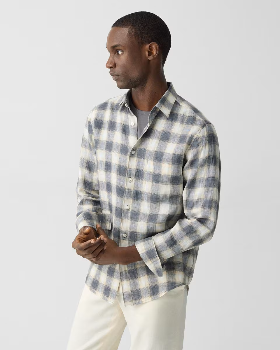 Irving Shirt in Ombré Check Linen