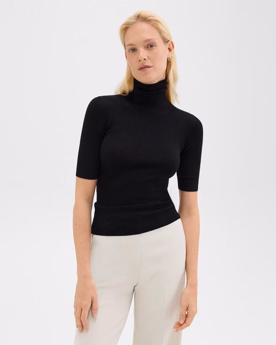 Leenda Short-Sleeve Turtleneck in Regal Wool