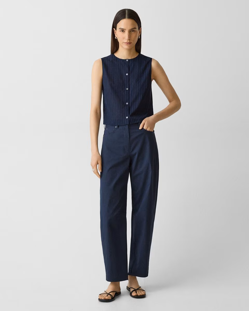 Cropped Barrel Pant in Cotton Twill