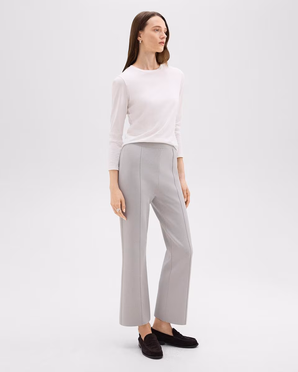 Cropped Flare Pant in Crepe Knit