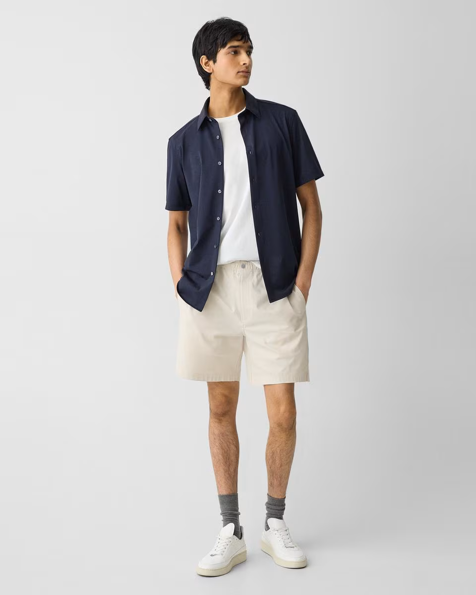 Drawstring Short in Stretch Cotton Canvas