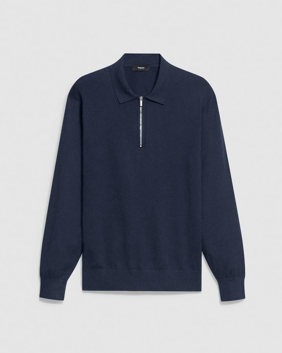 Quarter-Zip Polo Sweater in Light Bilen
