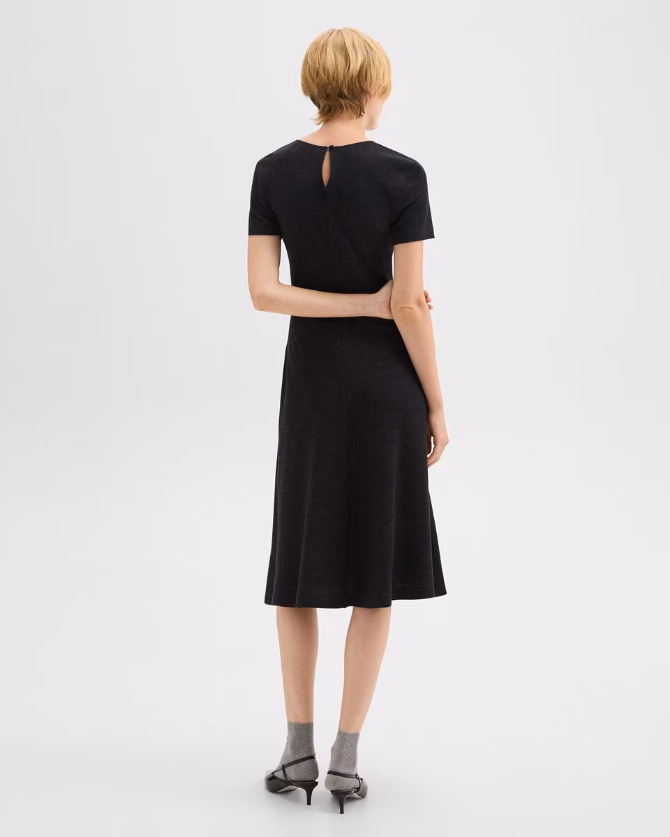 Twisted Midi Dress in Viscose-Wool