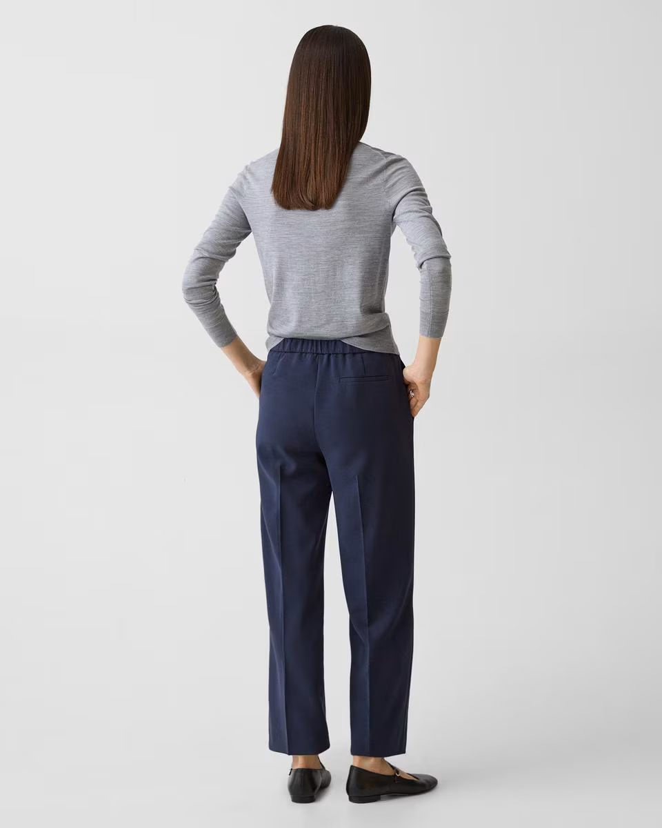 Wide-Leg Pull-On Pant in Admiral Crepe