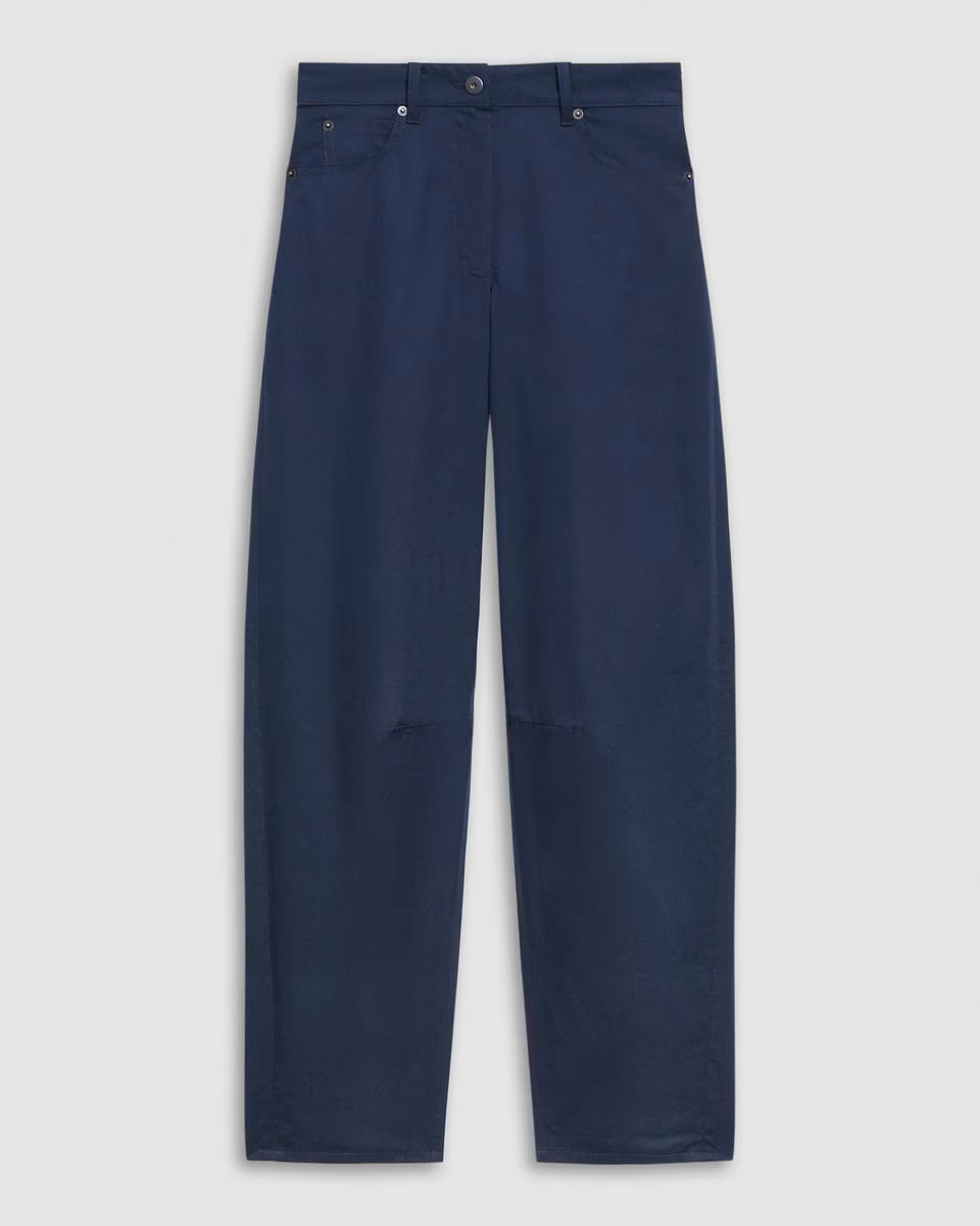 Cropped Barrel Pant in Cotton Twill