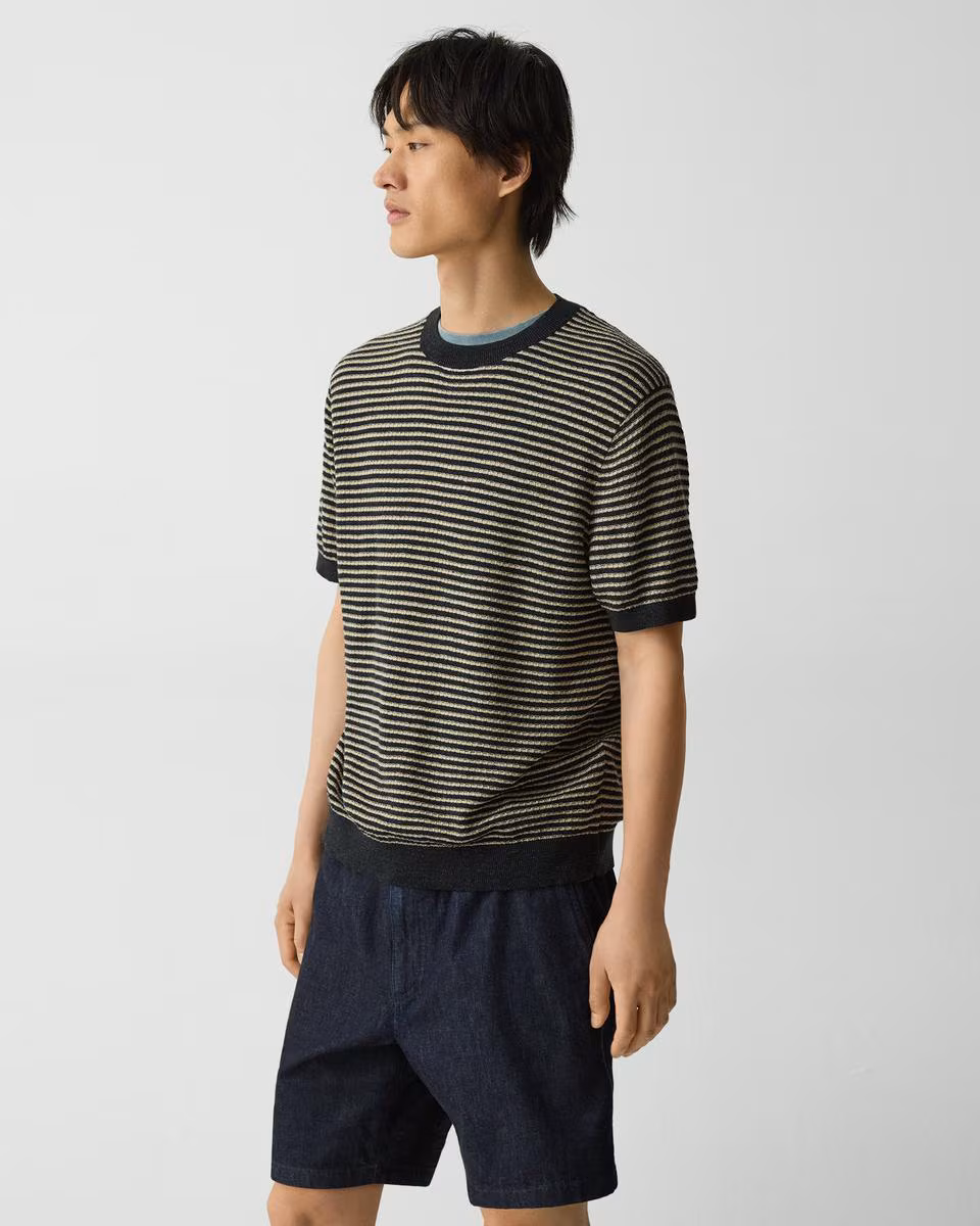 Striped Tee in Pacific Linen