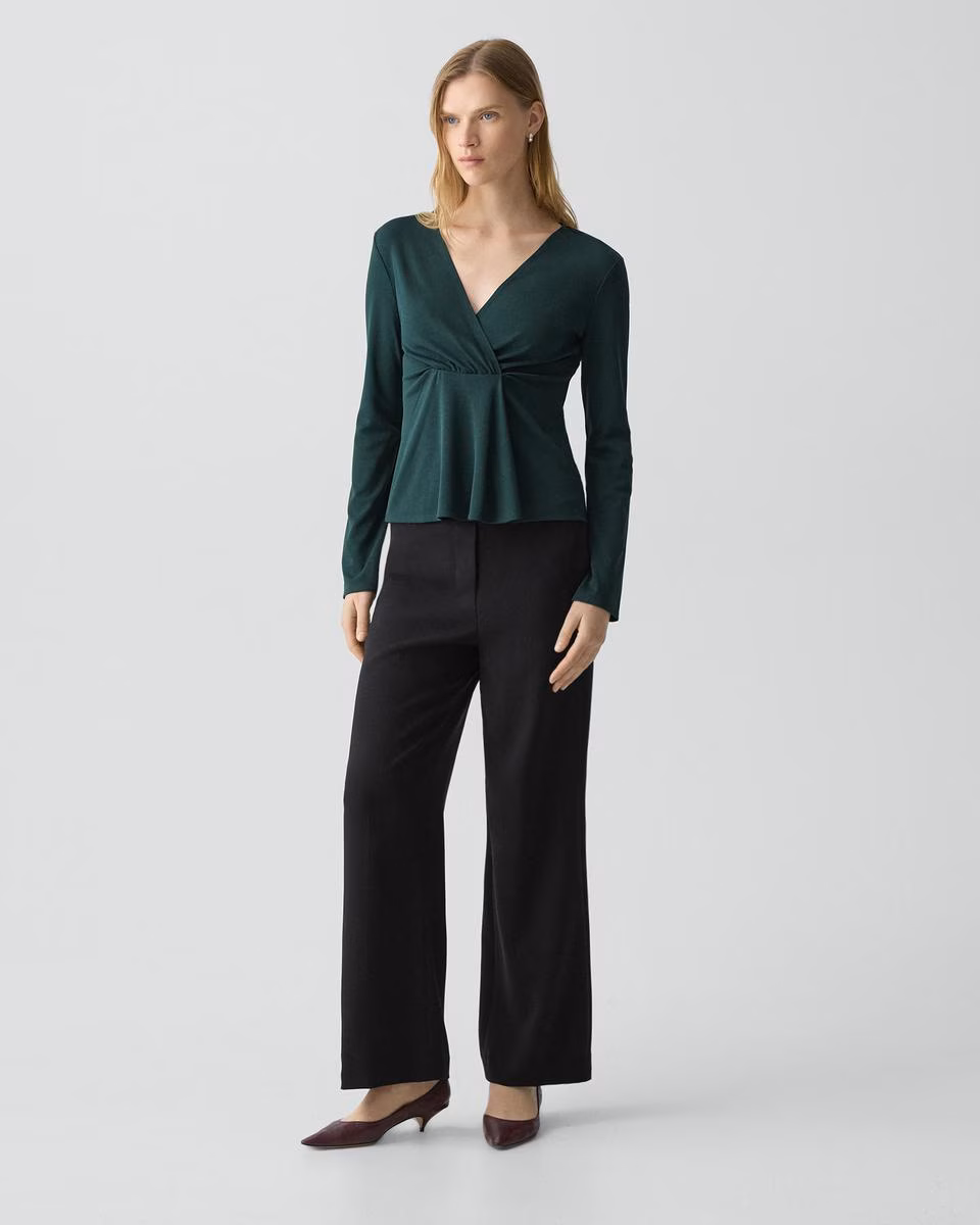Wide-Leg Pull-On Pant in Admiral Crepe