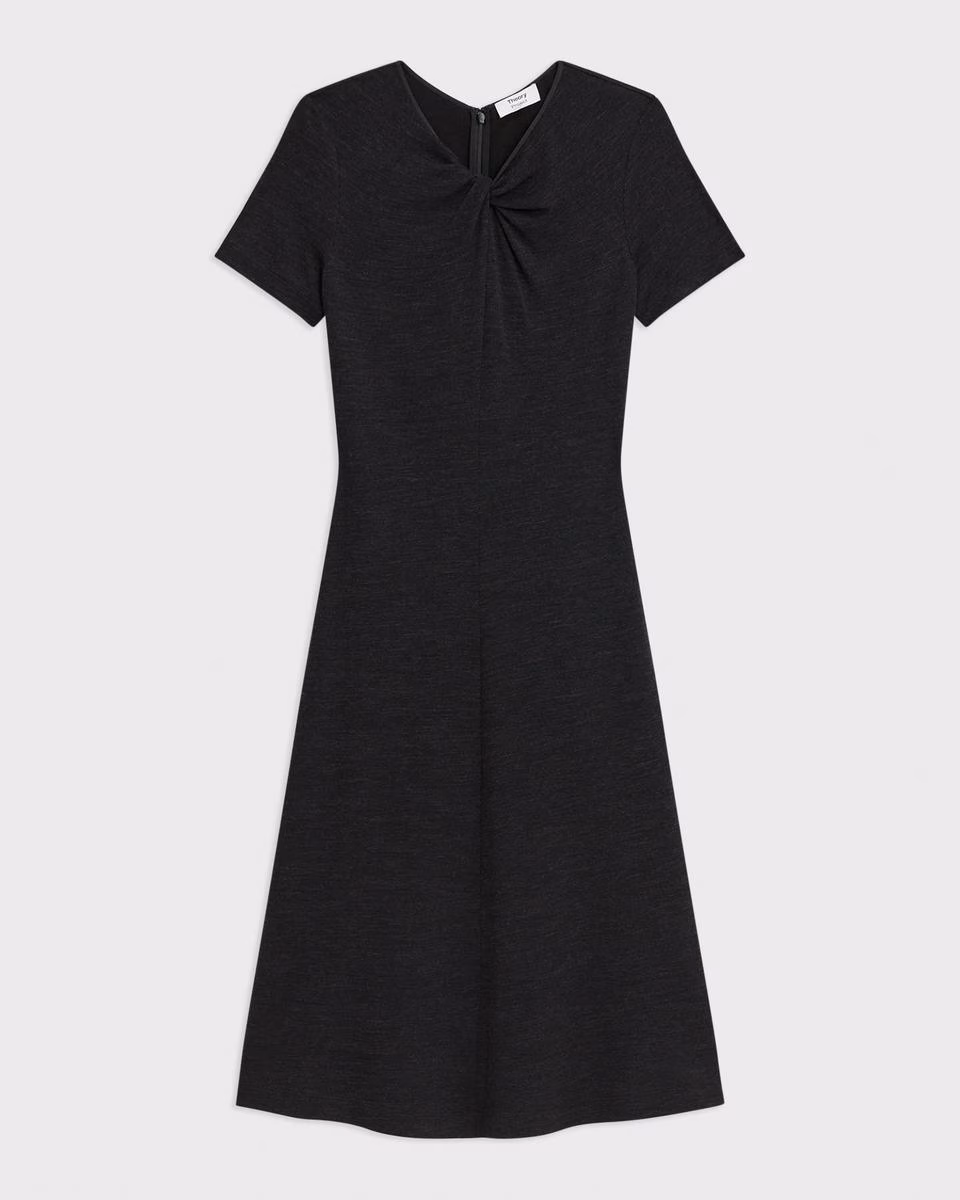 Twisted Midi Dress in Viscose-Wool