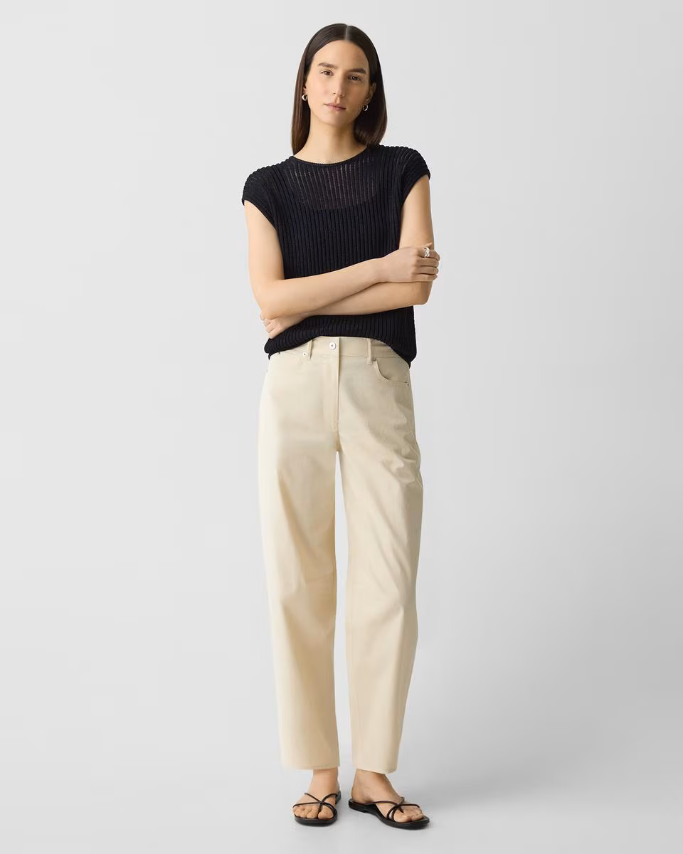 Cropped Barrel Pant in Cotton Twill