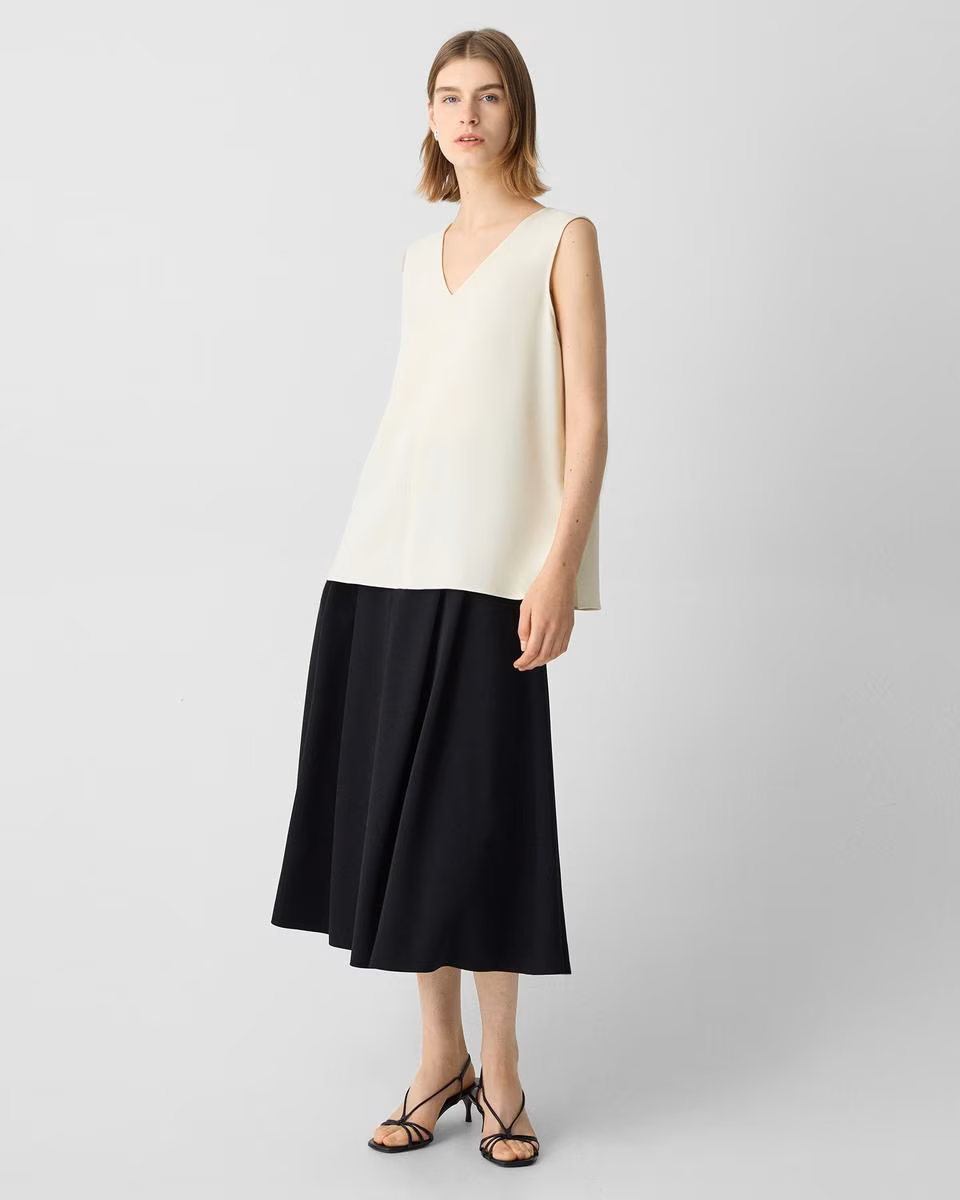 V-Neck Blouse in Admiral Crepe